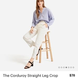 Everlane Corduroy Straight Leg Crop in Bone